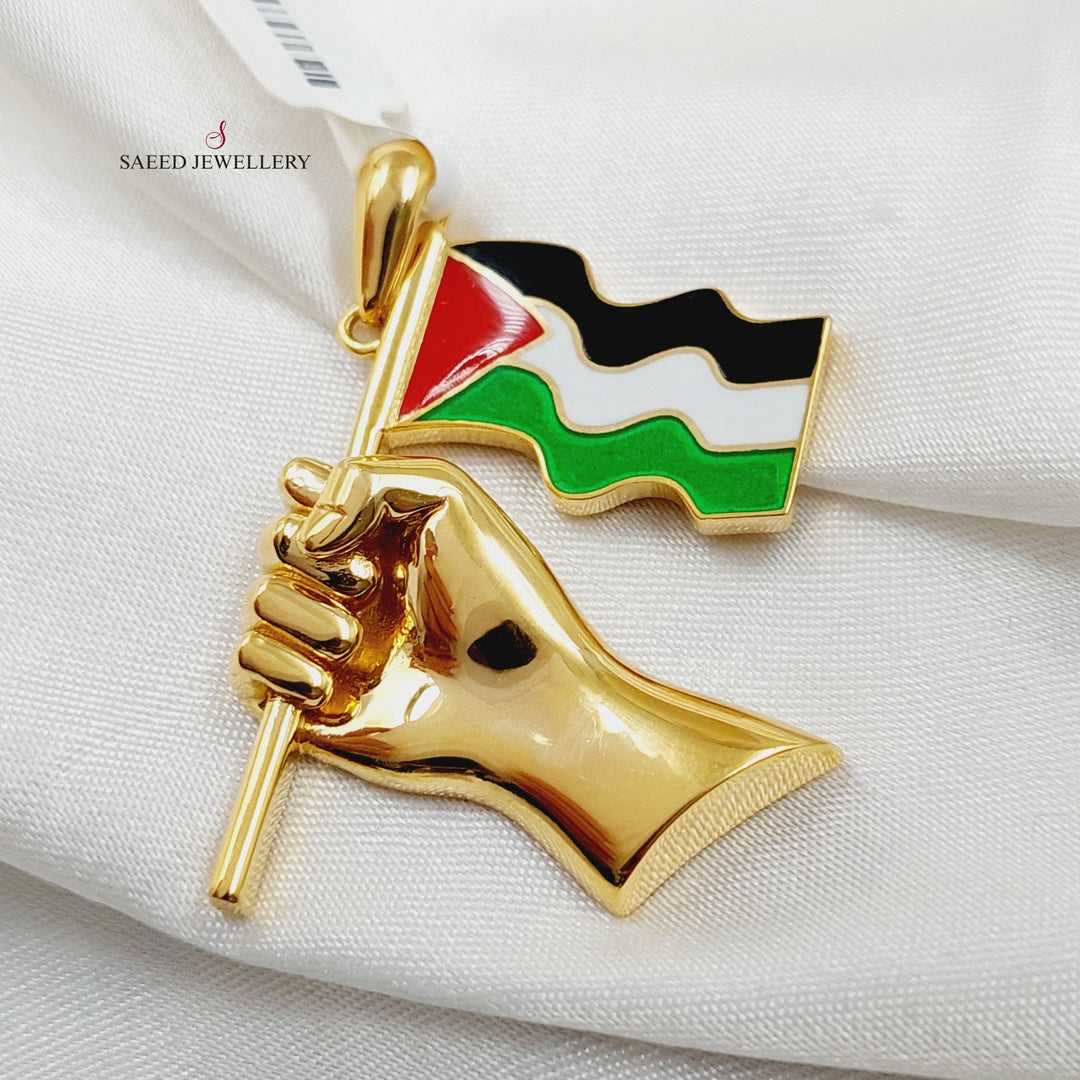 21K Gold Enameled Palestine Pendant by Saeed Jewelry - Image 1