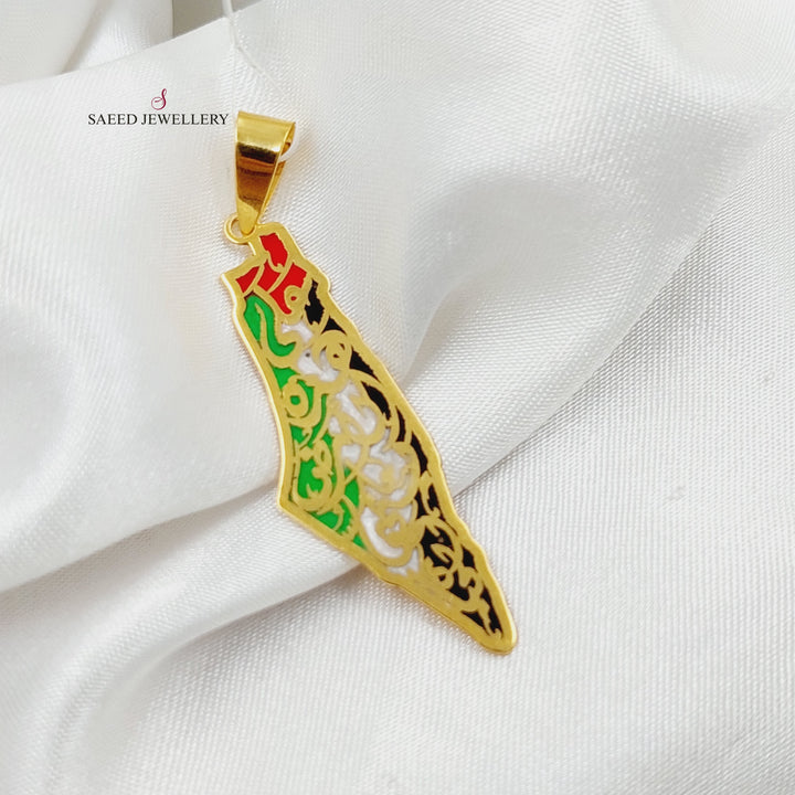 21K Gold Enameled Palestine Pendant by Saeed Jewelry - Image 2