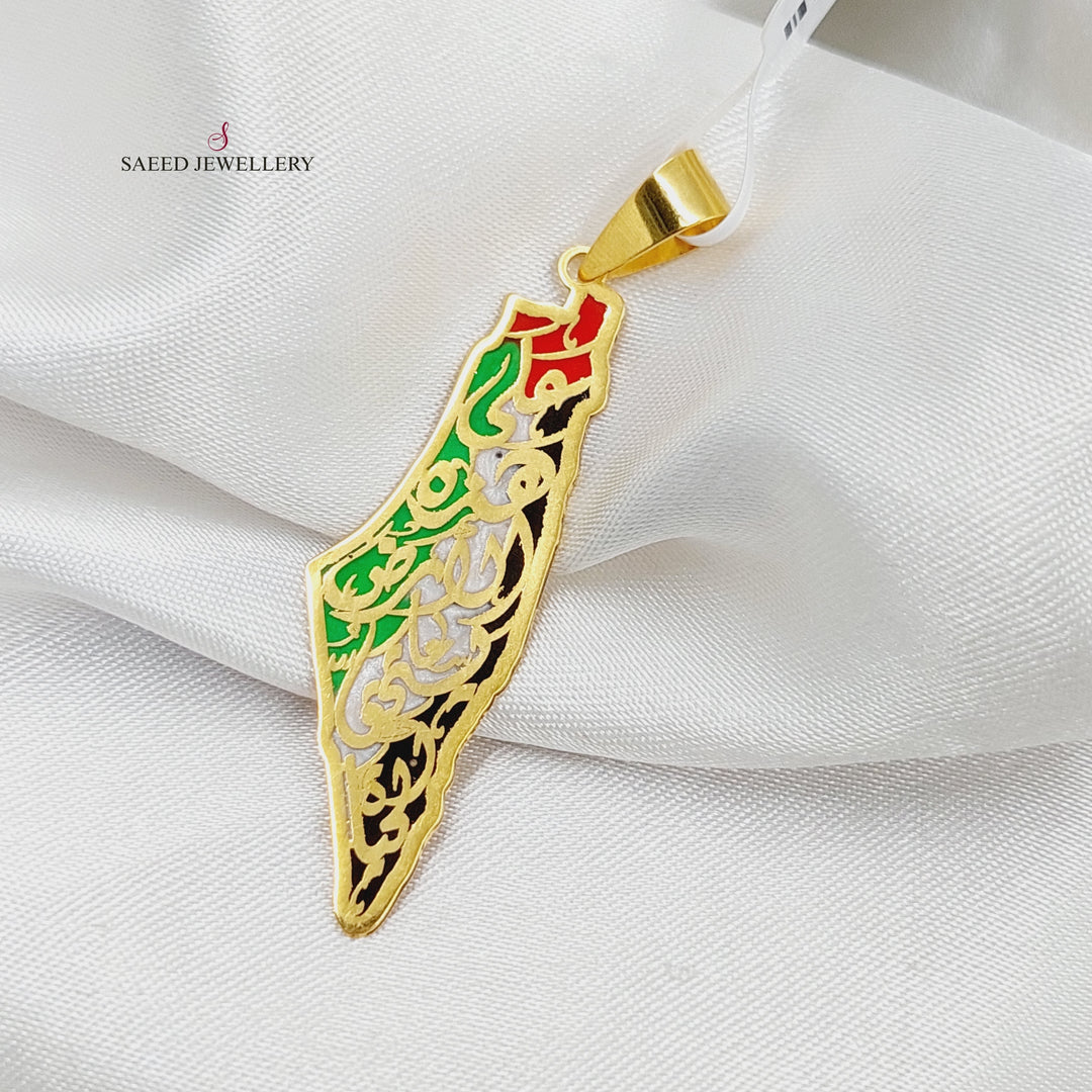 21K Gold Enameled Palestine Pendant by Saeed Jewelry - Image 1