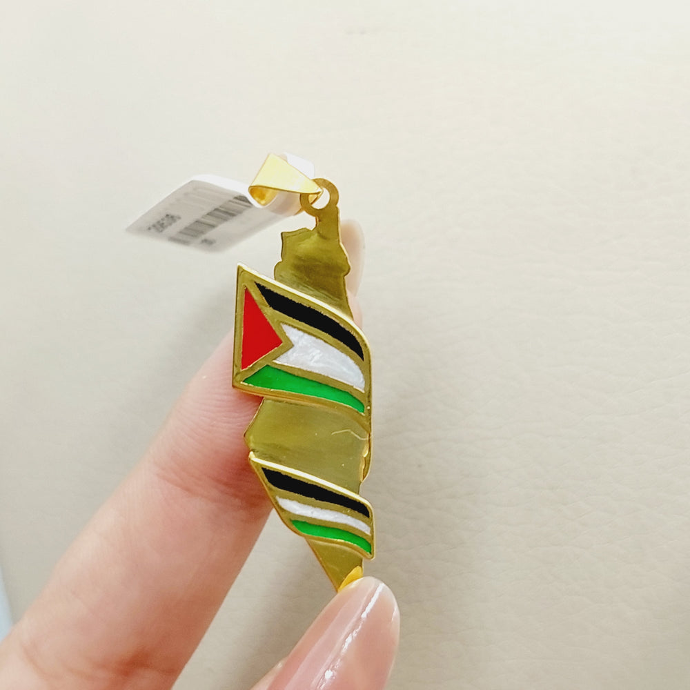 21K Gold Enameled Palestine Pendant by Saeed Jewelry - Image 2