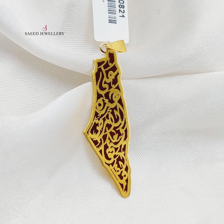 21K Gold Enameled Palestine Pendant by Saeed Jewelry - Image 4