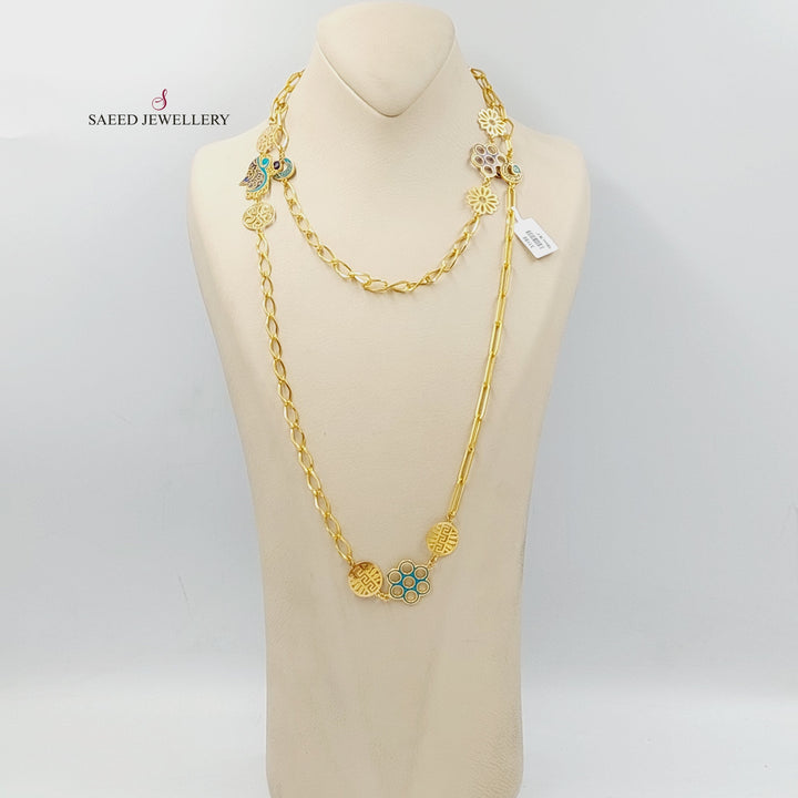 21K Gold Enameled Paperclip Long Necklace by Saeed Jewelry - Image 5