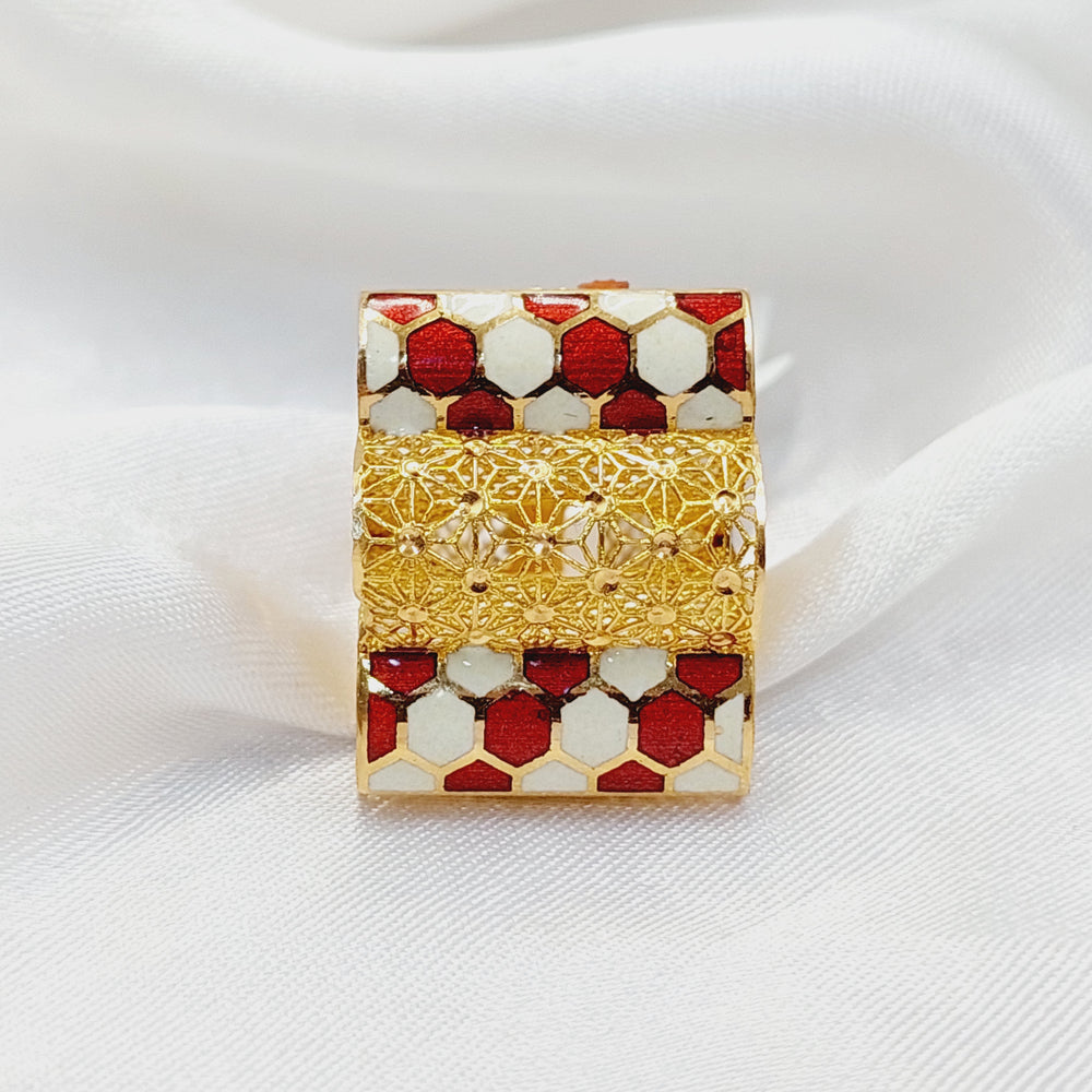 21K Gold Enameled Pyramid Ring by Saeed Jewelry - Image 2