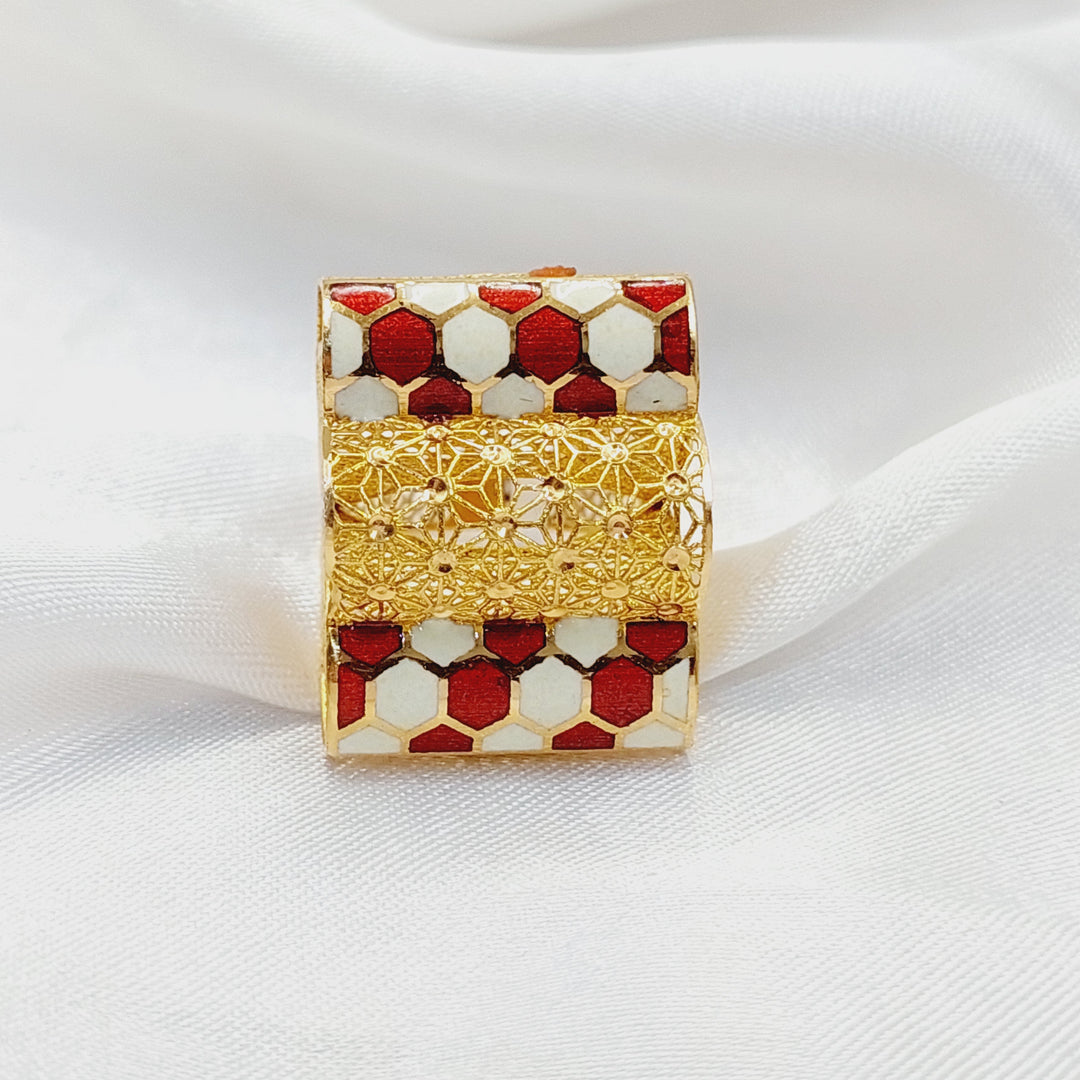 21K Gold Enameled Pyramid Ring by Saeed Jewelry - Image 4