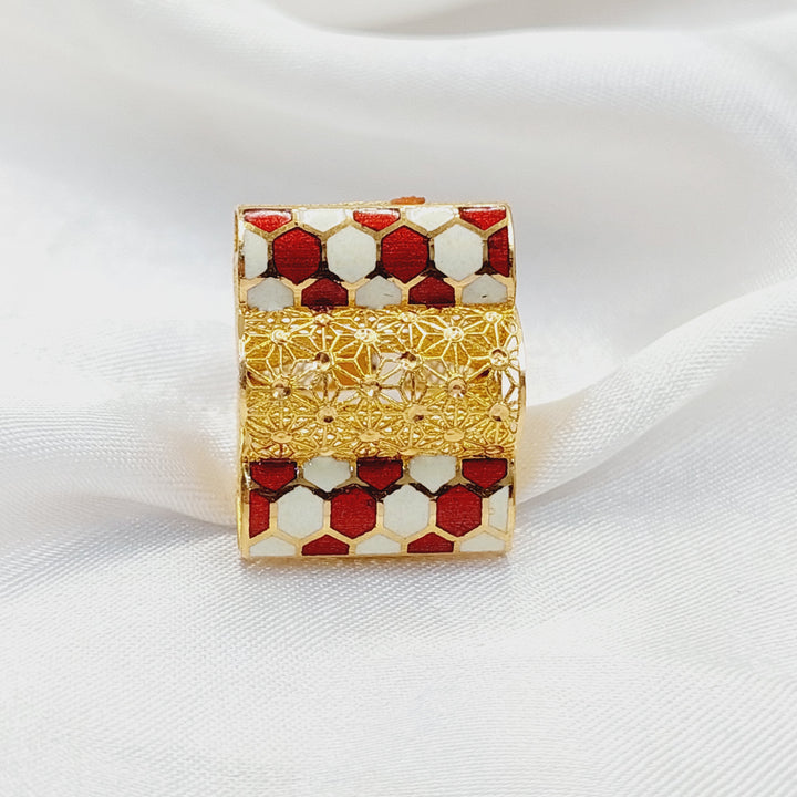 21K Gold Enameled Pyramid Ring by Saeed Jewelry - Image 4