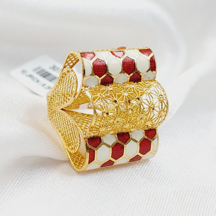 21K Gold Enameled Pyramid Ring by Saeed Jewelry - Image 1