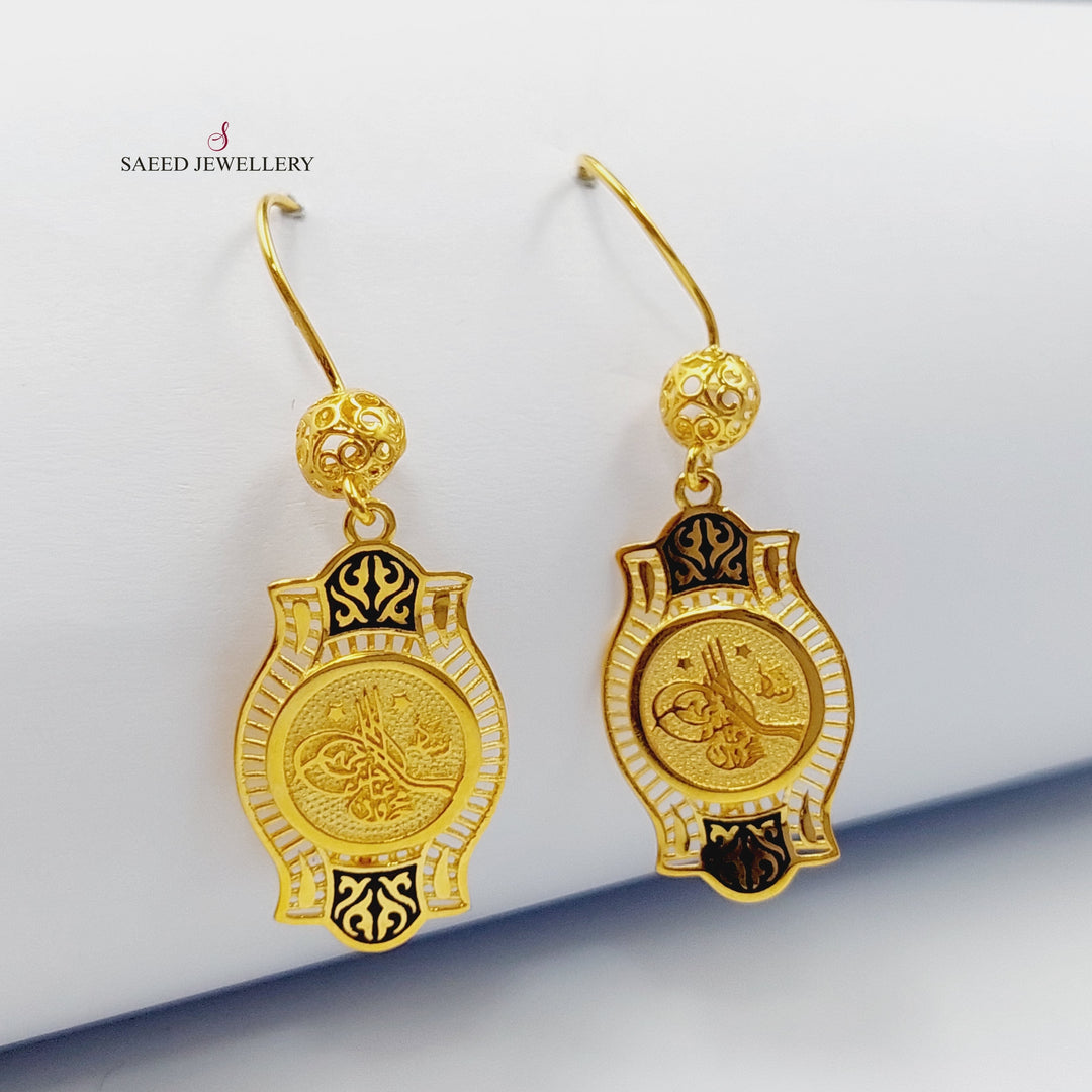 21K Gold Enameled Rashadi Earrings by Saeed Jewelry - Image 2