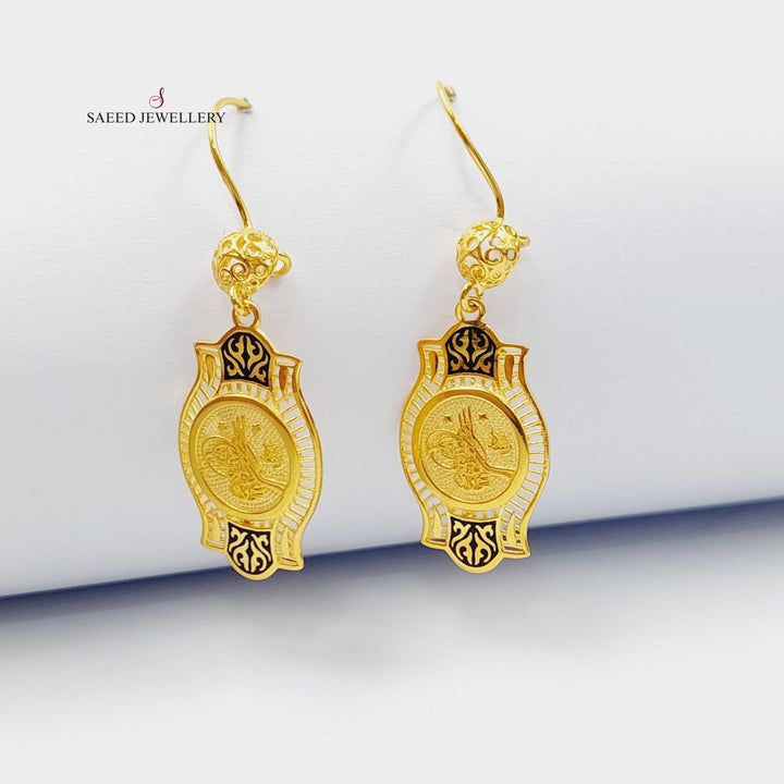 21K Gold Enameled Rashadi Earrings by Saeed Jewelry - Image 1