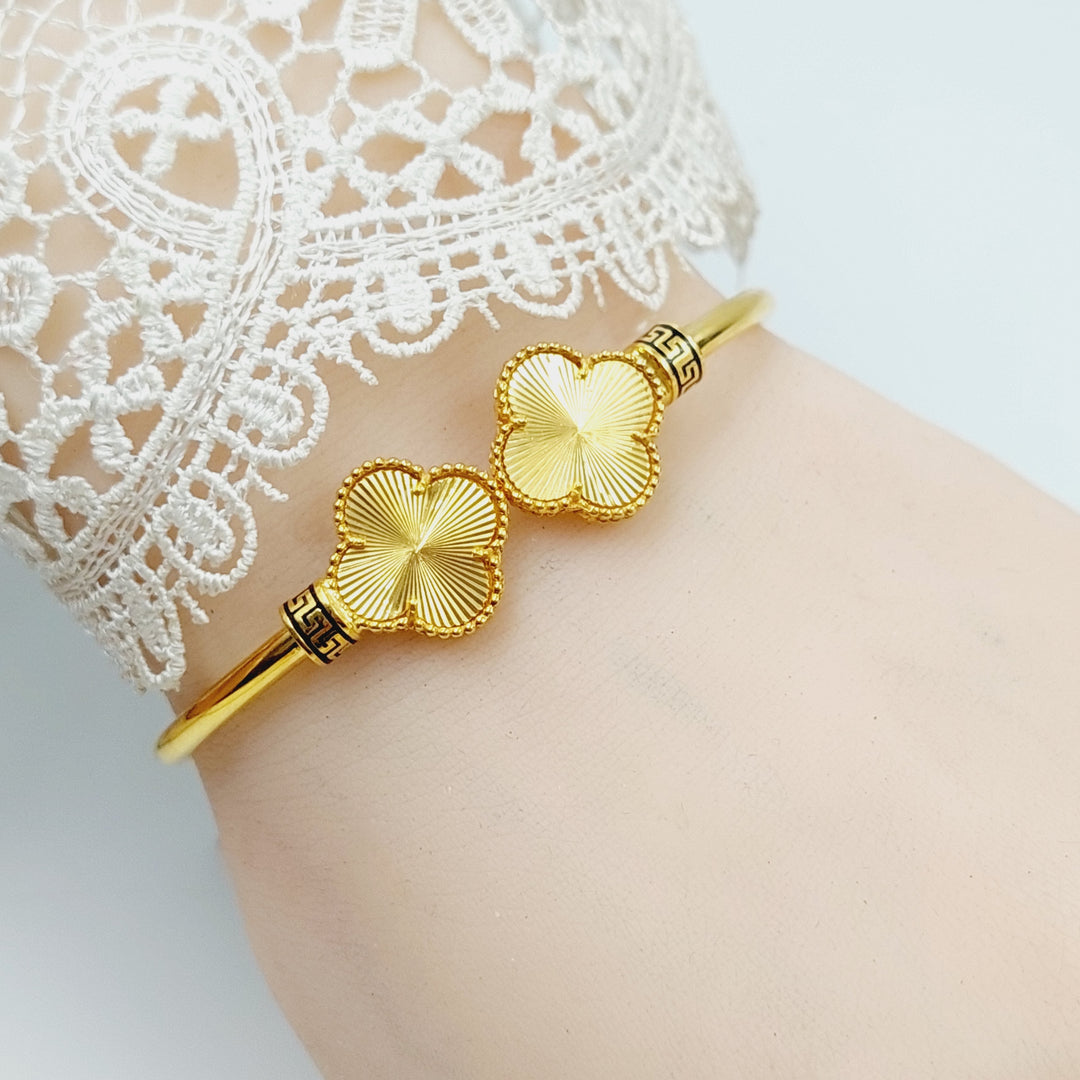 21K Gold Enameled Clover Bracelet by Saeed Jewelry - Image 2