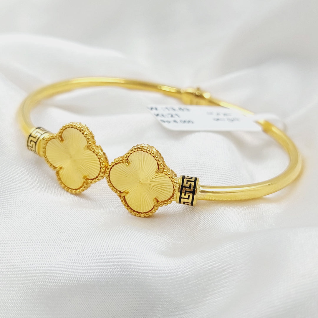 21K Gold Enameled Clover Bracelet by Saeed Jewelry - Image 3