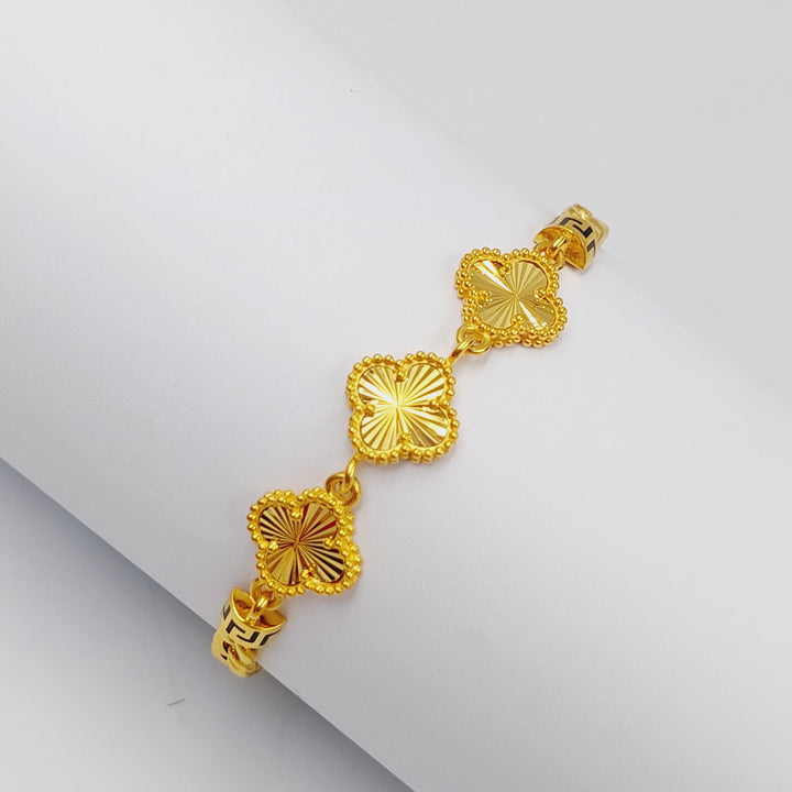 21K Gold Enameled Clover Bracelet by Saeed Jewelry - Image 2