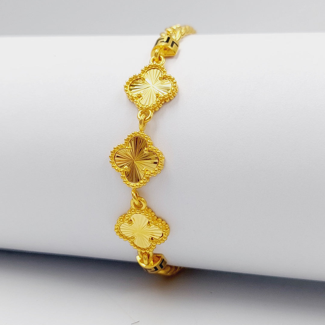 21K Gold Enameled Clover Bracelet by Saeed Jewelry - Image 4