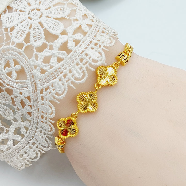 21K Gold Enameled Clover Bracelet by Saeed Jewelry - Image 5