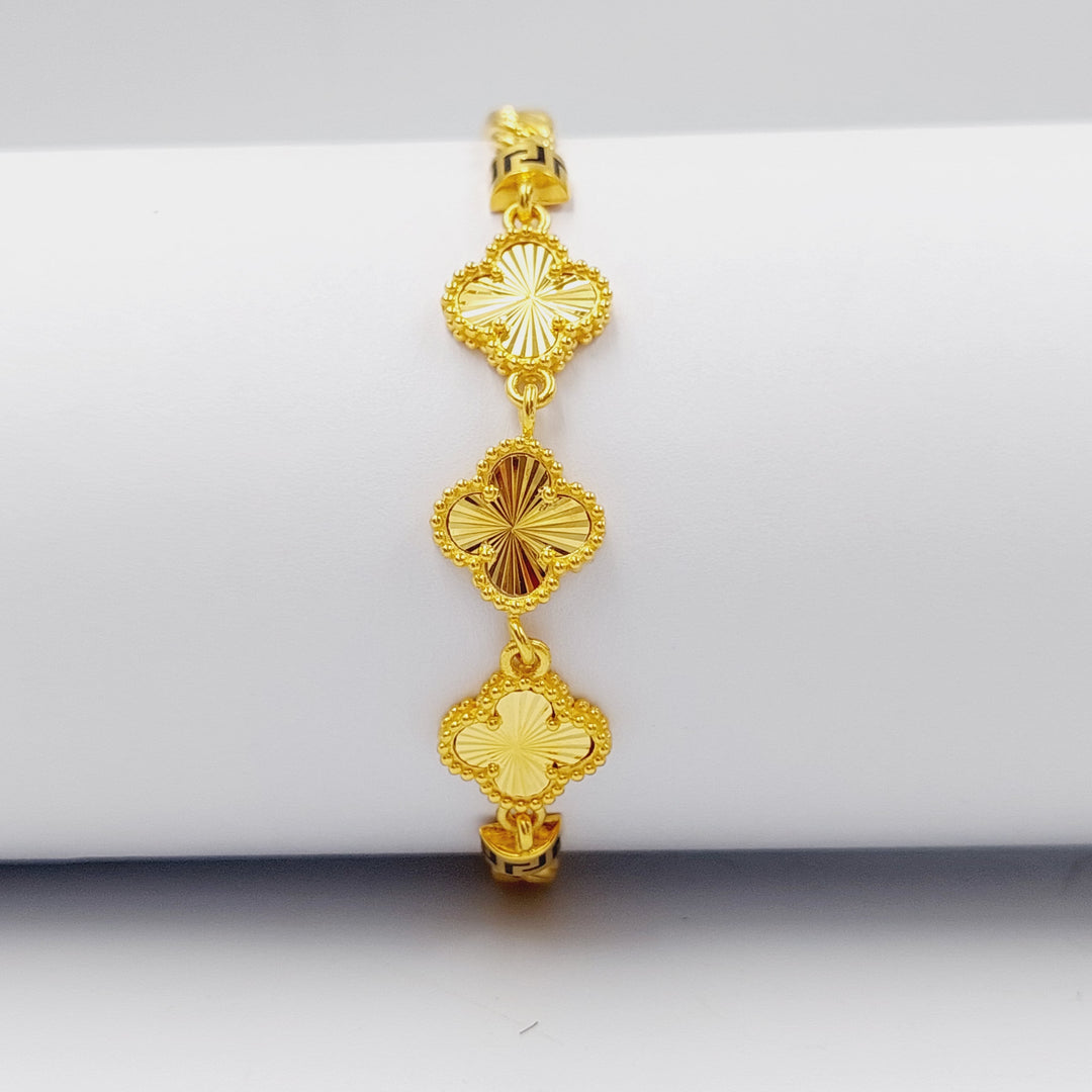 21K Gold Enameled Clover Bracelet by Saeed Jewelry - Image 1