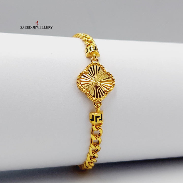 21K Gold Enameled Clover Bracelet by Saeed Jewelry - Image 4