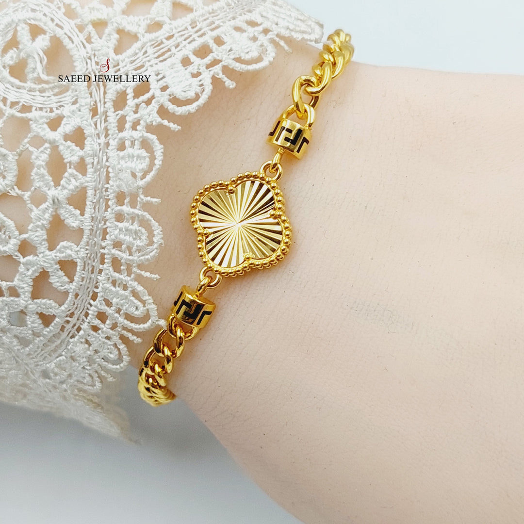 21K Gold Enameled Clover Bracelet by Saeed Jewelry - Image 5