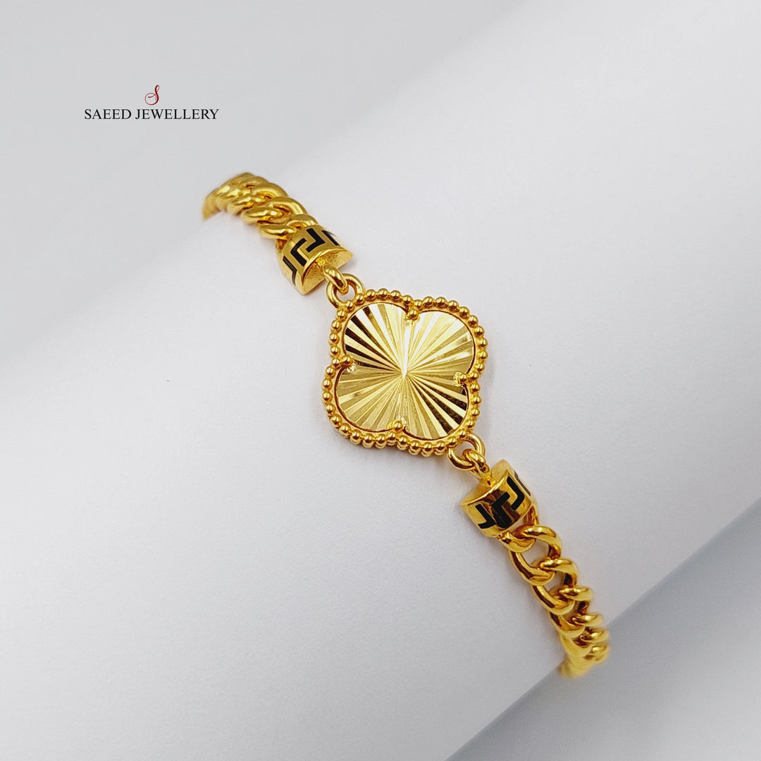 21K Gold Enameled Clover Bracelet by Saeed Jewelry - Image 1