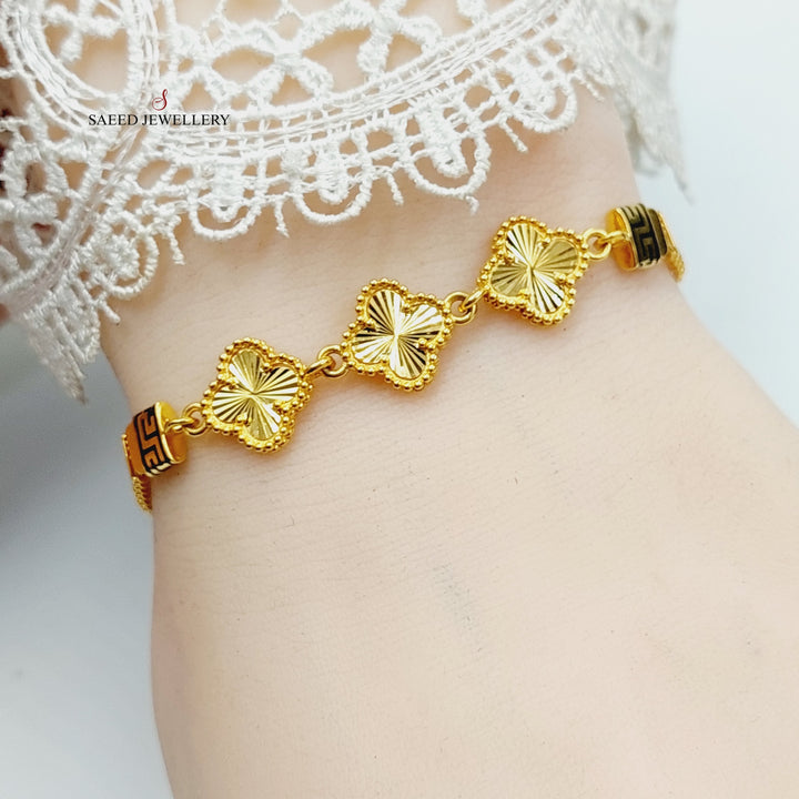 21K Gold Enameled Clover Bracelet by Saeed Jewelry - Image 2