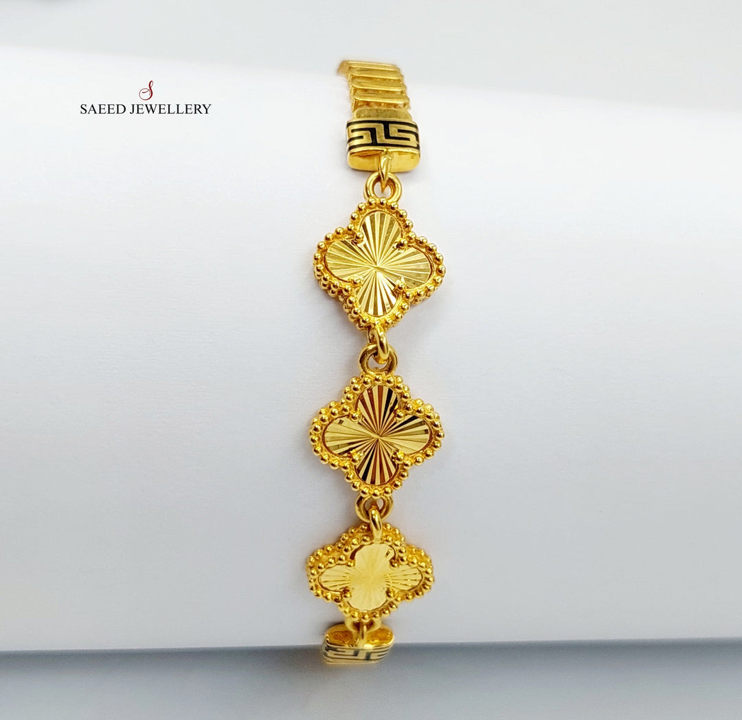 21K Gold Enameled Clover Bracelet by Saeed Jewelry - Image 5