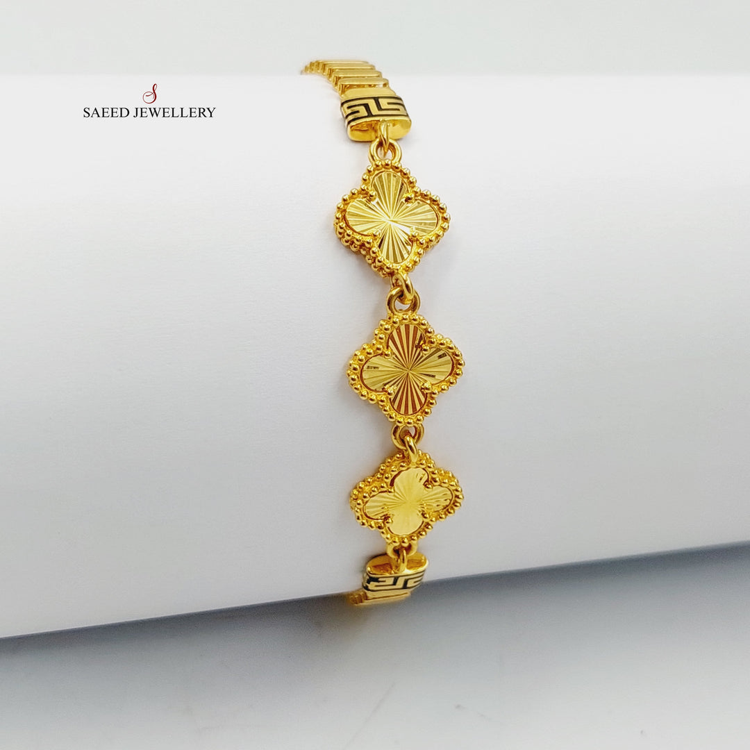 21K Gold Enameled Clover Bracelet by Saeed Jewelry - Image 1