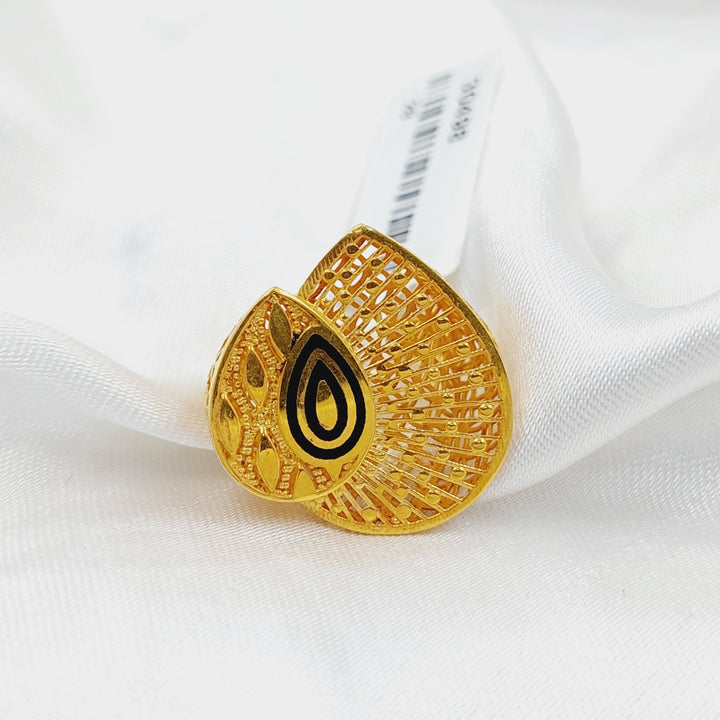 21K Gold Enameled Rose Ring by Saeed Jewelry - Image 3