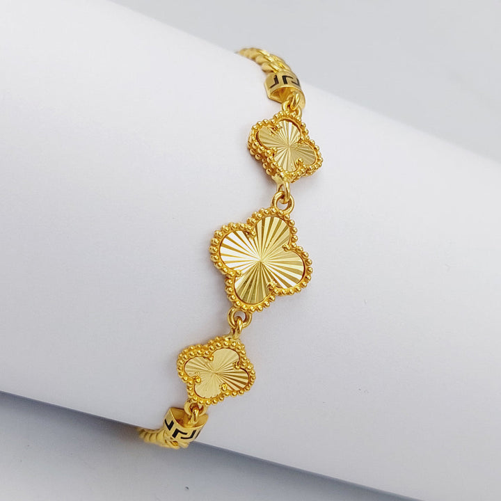 21K Gold Enameled Clover Bracelet by Saeed Jewelry - Image 1