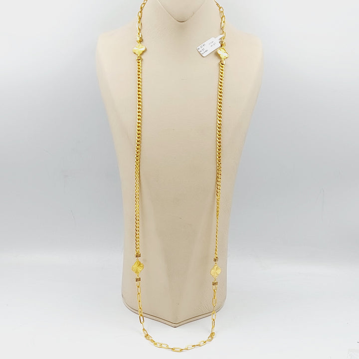 21K Gold Enameled Clover Long Necklace by Saeed Jewelry - Image 1