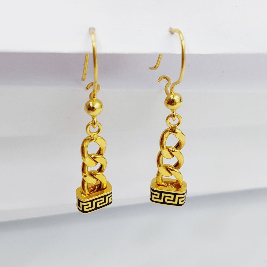 21K Gold Enameled & Zircon Studded Cuban Links Earrings by Saeed Jewelry - Image 1