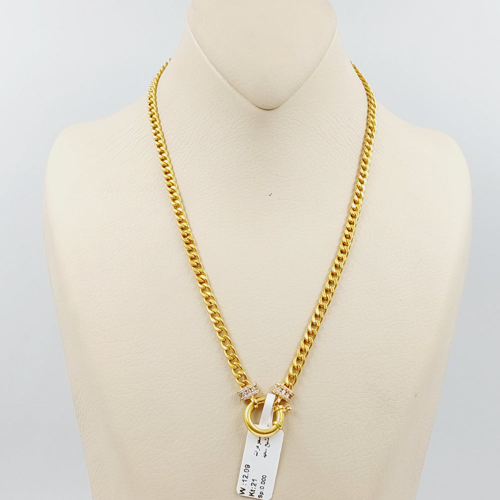 21K Gold Enameled & Zircon Studded Cuban Links Necklace by Saeed Jewelry - Image 2