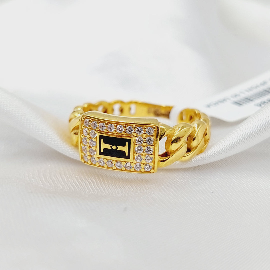 21K Gold Enameled & Zircon Studded Cuban Links Ring by Saeed Jewelry - Image 1