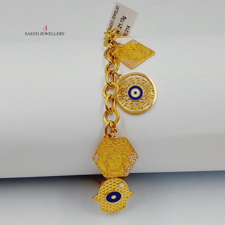 21K Gold Enameled & Zircon Studded Dandash Bracelet by Saeed Jewelry - Image 6