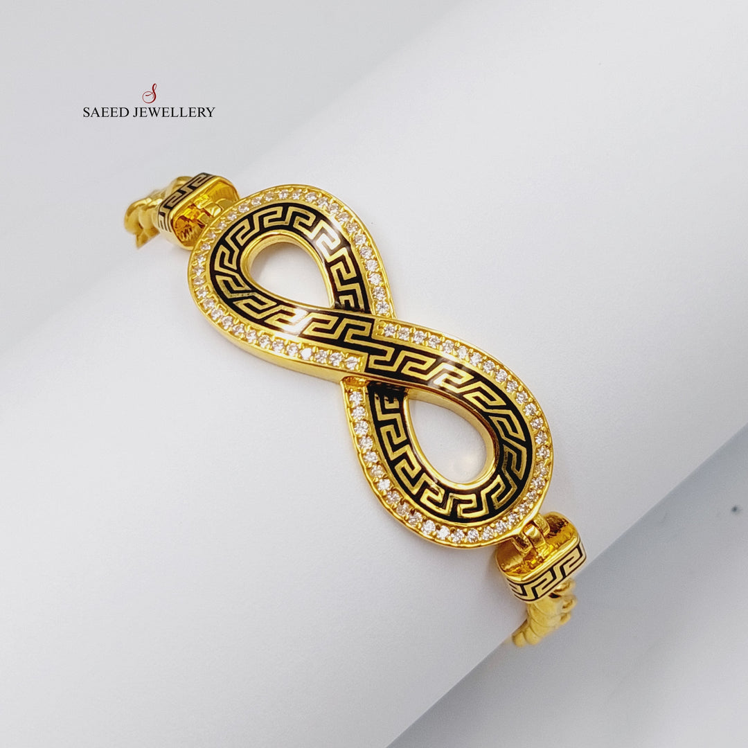 21K Gold Enameled & Zircon Studded Infinite Bracelet by Saeed Jewelry - Image 1