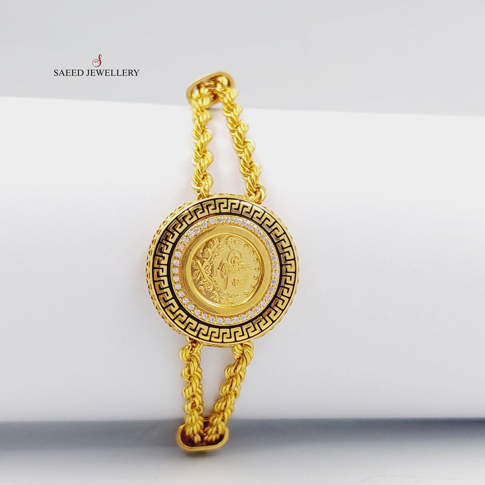 21K Gold Enameled & Zircon Studded Rashadi Bracelet by Saeed Jewelry - Image 2