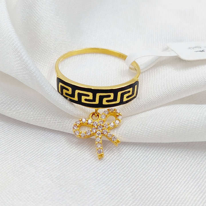 21K Gold Enameled & Zircon Studded Virna Ring by Saeed Jewelry - Image 3