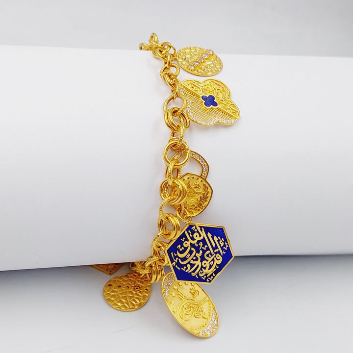 21K Gold Enameled & Zircon Studded Dandash Bracelet by Saeed Jewelry - Image 5