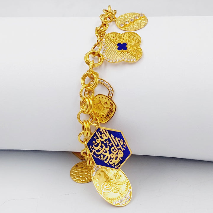 21K Gold Enameled & Zircon Studded Dandash Bracelet by Saeed Jewelry - Image 1