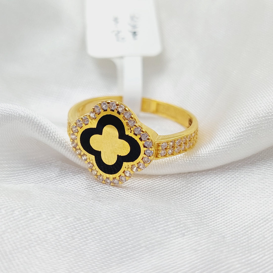 21K Gold Enameled &; Zirconed Clover Ring by Saeed Jewelry - Image 3