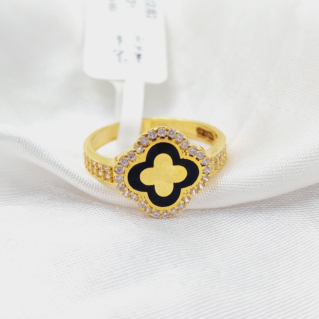 21K Gold Enameled &; Zirconed Clover Ring by Saeed Jewelry - Image 1