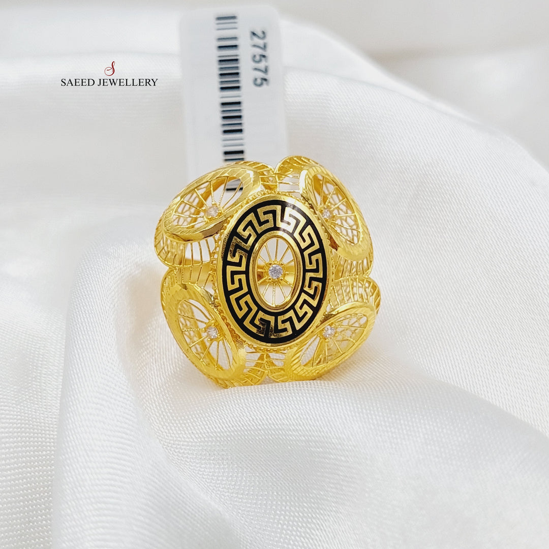 21K Gold Enameled & Zircon Studded Virna Ring by Saeed Jewelry - Image 1