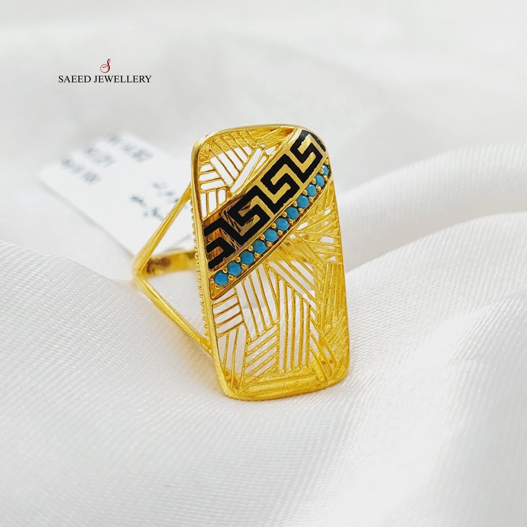 21K Gold Enameled & Zircon Studded Virna Ring by Saeed Jewelry - Image 2