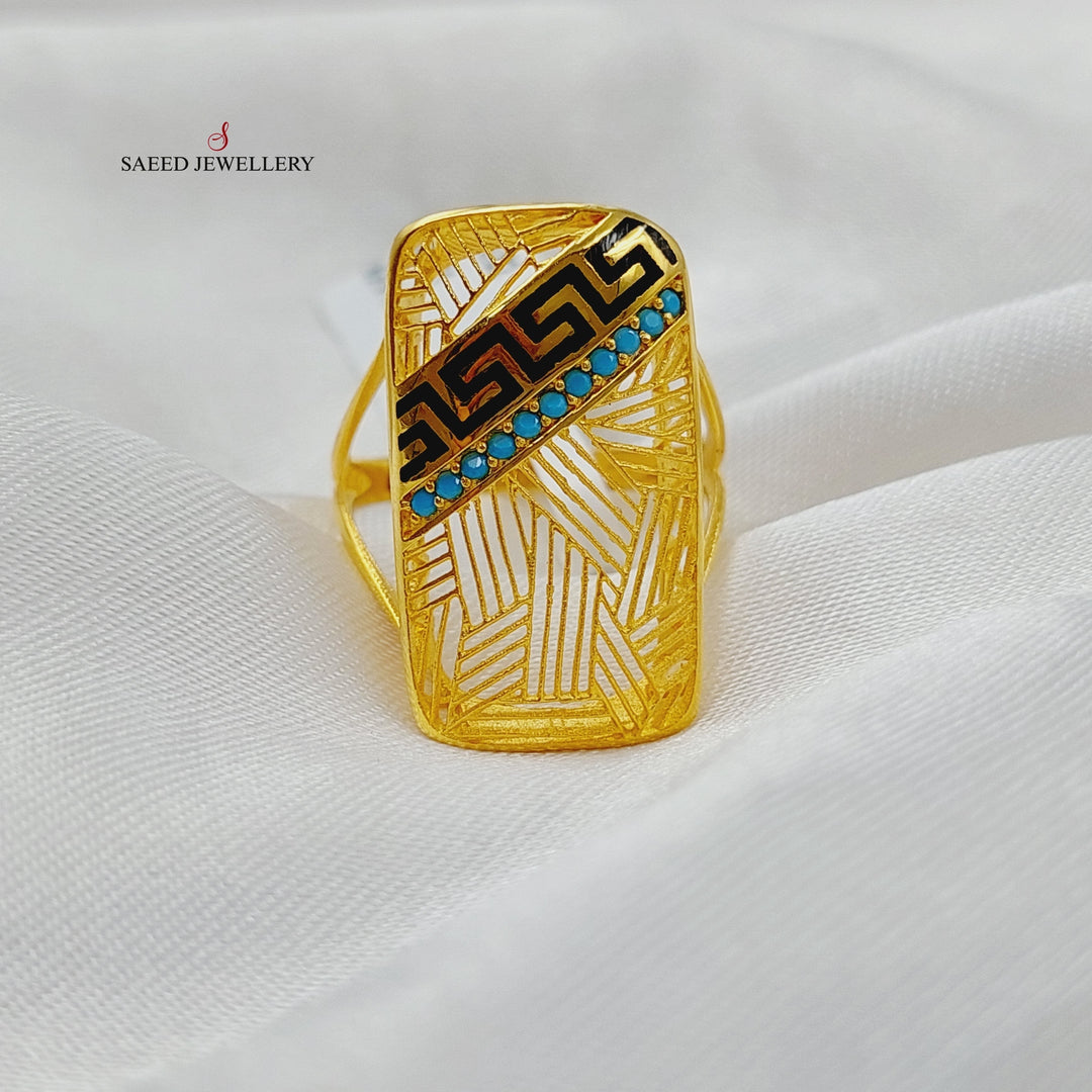 21K Gold Enameled & Zircon Studded Virna Ring by Saeed Jewelry - Image 3