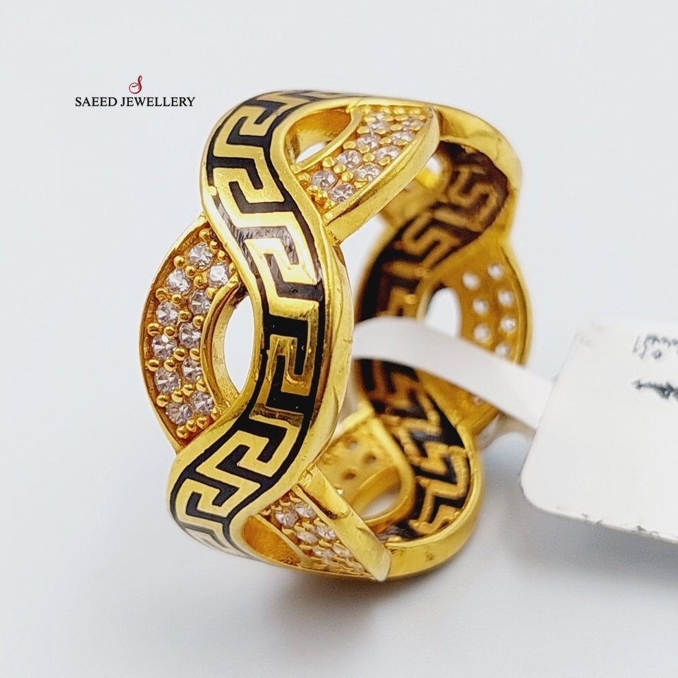 21K Gold Enameled & Zircon Studded Virna Wedding Ring by Saeed Jewelry - Image 3