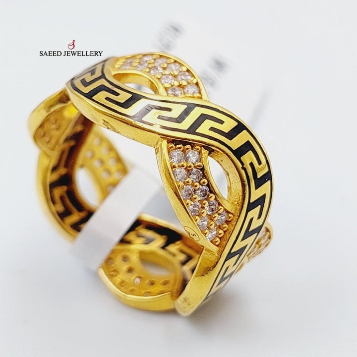 21K Gold Enameled & Zircon Studded Virna Wedding Ring by Saeed Jewelry - Image 4