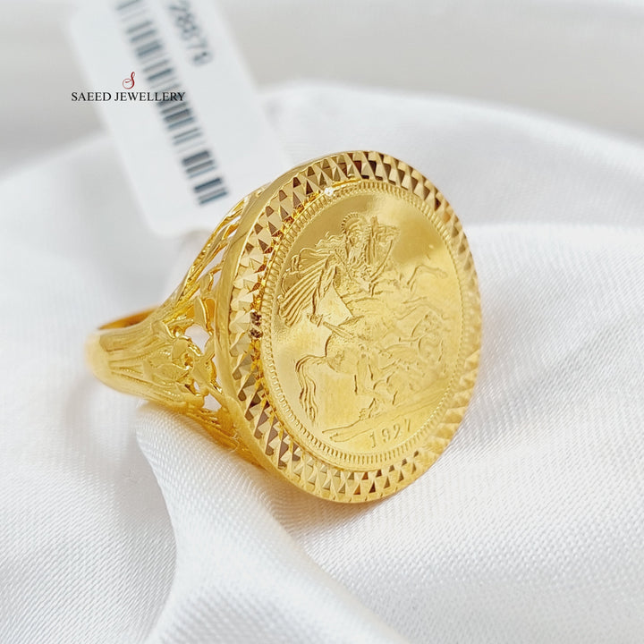 21K Gold English Lira Ring by Saeed Jewelry - Image 3