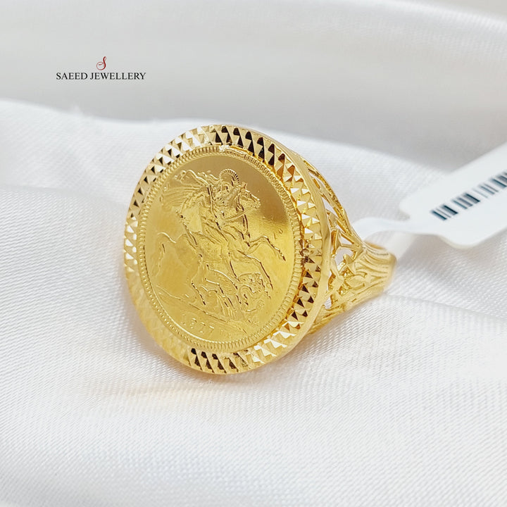 21K Gold English Lira Ring by Saeed Jewelry - Image 4