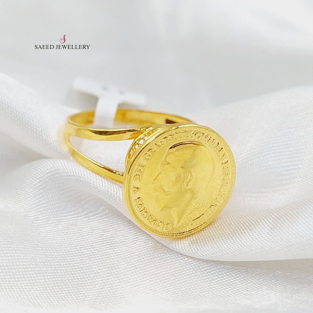 21K Gold English Lira Ring by Saeed Jewelry - Image 3