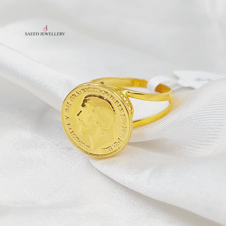 21K Gold English Lira Ring by Saeed Jewelry - Image 5