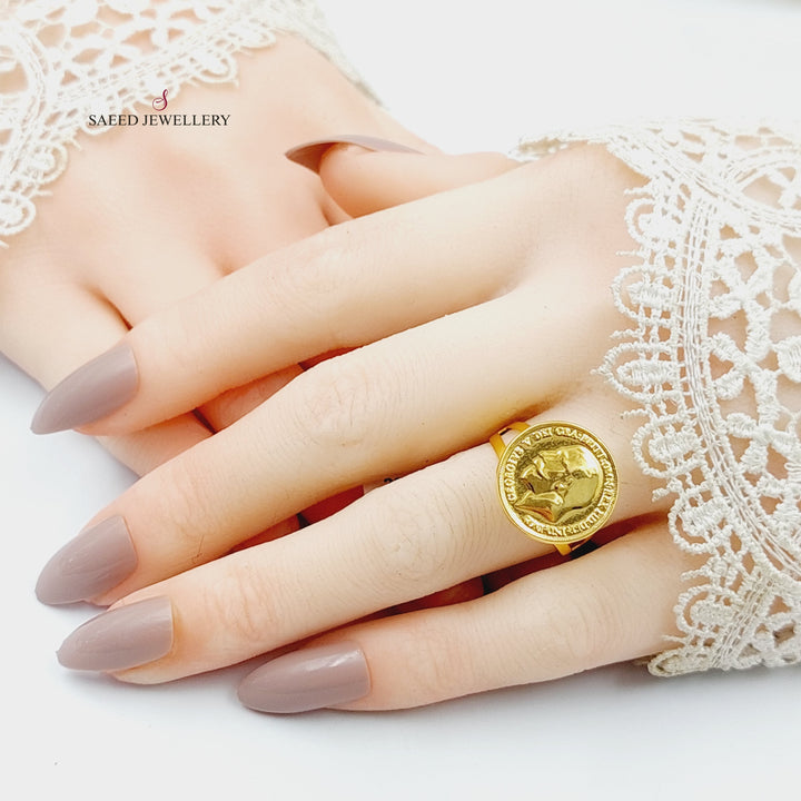 21K Gold English Lira Ring by Saeed Jewelry - Image 6