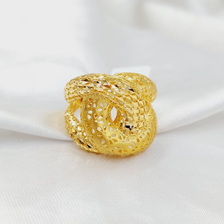 21K Gold Engraved Belt Ring by Saeed Jewelry - Image 3