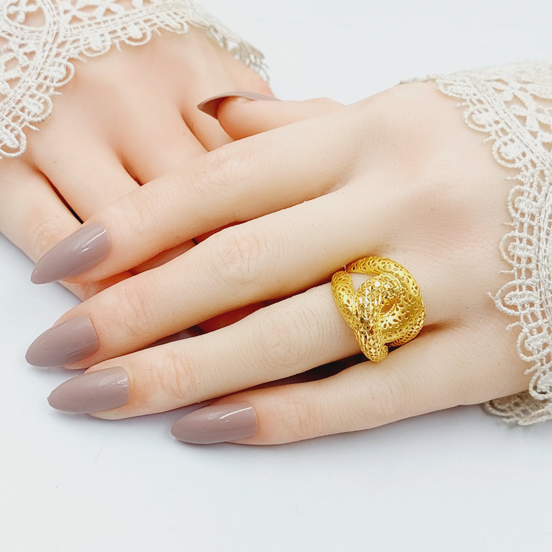 21K Gold Engraved Belt Ring by Saeed Jewelry - Image 4